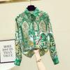 Nueva Camisa de Seda Floral Retro Estilo Hong Kong para Mujer Elegante Nuevo Diseño Nicho Gasa Manga Larga Top 2025