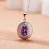Colar de Amethyst Citrine Cor Natural Tesouro Pingente Feminino Prata Esterlina s925 Escovado Livro Vermelho de Passeio Explosões de Live do Tiktok