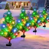 Estaca Solar para Jardín Árbol de Navidad Paquete de 4 Árbol de Navidad para Exterior
