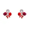 Brincos Quadrados de Cristal Pétala Pérola Moda Retrô Nicho Exquisite Luxo Leve Design Versátil Brincos Super Brilhantes Atacado