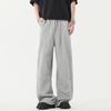 Pantalones Deportivos Grises Empalmados Limpios y Ajustados para Hombre, Pantalones Casuales Rectos Sueltos Juveniles de Peso Pesado de Marca de Moda Otoñal