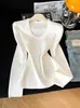 Top de punto de cuello en U estilo miu para mujer 2026 Otoño/Invierno Nuevo Estilo Coreano Versátil Adelgazante Ropa Interior Ajustada Suéter de Manga Larga