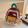 Mochila Infantil Color Block Cor Macaron Fofa Patchwork Estampa Floral Bolsa Escolar para Jardim de Infância Mochila de Viagem Leve para Meninas