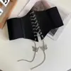 Cinturón Elástico de Metal con Mariposa Elástica en la Cintura Versátil Europeo y Americano para Vestido Traje Camisa Cinturón de Cadena