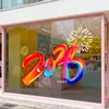 Decoraciones de Año Nuevo, Flores de Colores para Ventana, Decoraciones de Ventana del Año de la Oveja, Pegatinas Estáticas de Vinil para Puertas de Vidrio, Pegatinas de Ventana del Festival de Primavera de Año Nuevo 2027
