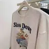 Sudadera blanca y gris de cuello redondo para mujer, nuevo estilo coreano otoño e invierno 2026, corte casual holgado, versátil, con forro polar y engrosada