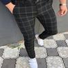 Tendência europeia e americana nova primavera e outono calças casuais slim masculinas calças compridas xadrez 3D comércio exterior tamanho grande atacado