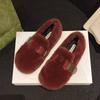 Sapatos Mary Jane Birkenstock Brancos com Pelo para Mulheres, Uso ao Ar Livre, Forrados com Lã, Pelo de Vison Quente, Novo Estilo Outono e Inverno 2026, Mocassins, Sapatos de Algodão