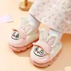 Pantuflas de algodón para niñas, lindas y cálidas con forro de felpa, zapatos peludos para niños, zapatos de algodón antideslizantes de suela gruesa para el hogar, para padres e hijos, para invierno