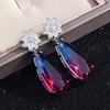 Pendientes largos y elegantes con gotas de amatista y diamante verde degradado para mujer, personalizados y combinables, con broche de plata.