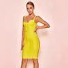 Vestido Bandagem Geométrico Clássico Europeu e Americano com Alças, Vestido de Tricô Sexy Decotado que Marca a Cintura para Mulheres, Vestido para Férias e Encontros