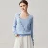 Suéter de Punto de Cachemira Falso de Dos Piezas para Mujer, Manga Larga, Multi-Botón, Nuevo Estilo Otoño/Invierno, Top Versátil, Suéter Holgado