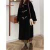Abrigo de paño japonés negro para mujer, estilo nuevo, pequeño, engrosado, estilo universitario, abrigo de lana