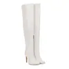 Botas femininas longas de bico fino em couro patente para outono e inverno, botas femininas de salto alto europeias e americanas com zíper lateral leve, botas Martin com salto agulha e lantejoulas