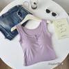 Primavera y Verano nuevo chaleco de botones para mujer elástico ajustado adelgazante deportivo fitness fondo corto interior con almohadilla para el pecho top