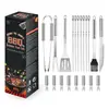 Set de Herramientas para Barbacoa en Caja Transfronteriza Tenedor y Espátula de Acero Inoxidable Pinza Set para Parrilla de Exterior Set Completo de Combinaciones para el Hogar 21 Piezas