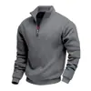 Moletom Pulôver Masculino de Meio Zíper com Pelúcia, Gola Alta Americana, Manga Longa, Cores Sortidas, Lançamento Outono/Inverno, Amazon Transfronteiriço para Homens