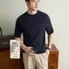 Suéter de Tricô Masculino Manga Curta Estilo Old Money yingao, Gola Redonda, Nova Coleção Outono/Inverno com Textura Torcida, Suéter Jacquard Casual