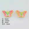 Pingente de acessório de borboleta, peças de joia de liga de esmalte de borboleta perfurada de furo único, brinco, pulseira, colar DIY atacado