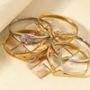 Pulsera de Acero Inoxidable y Acero de Titanio Transfronteriza Estilo Popular Europeo y Americano Pulsera Redonda Cielo Estrellado de Oro de 18K Pulsera Versátil Exquisita para Mujer
