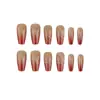 Manicure de Unhas Postiças Longas de Ballet Patches 24 Peças Simples Branco Caramelo Gradiente Linha Manicure Unhas Usáveis Atacado