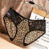 Nova combinação de estampa de leopardo Ice Silk sexy laço senhoras cueca cintura baixa estampa de leopardo sexy underwear mulheres fabricantes