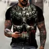 Comércio Exterior E-commerce Exportação Camiseta Masculina Mais Vendida Camiseta Masculina Manga Curta 2026 Novo Verão Caveira de Terror 3D
