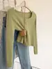 Cardigan de Punto Suave Elegante con Cuello Cuadrado para Mujer, Nuevo Estilo Coreano de Principios de Primavera, Diseño de Nicho, Suéter Corto Básico