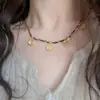 Buenas cosas 2023 primavera y verano moderno collar tejido negro con dorado personalidad versátil fresco collar de perlas para mujer