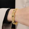 Joyería Geométrica Simple Personalizada Casual Elegante con Incrustaciones de Diseño Turquesa Acero Titanio Multicapa Calado Chapado en Oro Pulsera