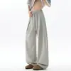Calça Masculina de Seda de Gelo para Primavera/Verão 2026 com Pregas de Design, Calça Esportiva Casual, Calça Reta Solta, Luxo Leve