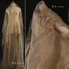 Cor de camelo amarelado levemente salpicada retro desgastada fina malha transparente textura organza tie-dye saia tecido para vestuário