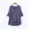 Camiseta suelta de manga media para mujer, talla grande, adelgazante, estilo coreano, moderna para primavera y verano, camiseta básica de modal, top casual tipo murciélago