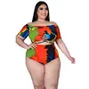 Traje de baño de dos piezas con estampado de Amazon transfronterizo para mujer de talla grande, tiras, hombros descubiertos, estación independiente