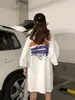 Camiseta Talla Grande Talla Grande Mujer Manga Corta 2024 Nuevo Verano Versátil Holgada Longitud Media Manga Media Falda Top Trendy Ins