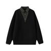 Sudadera Falsa de Dos Piezas con Solapa para Hombre Estilo Old Money Estilo Hong Kong Cuello de Camisa Top W5031 2025