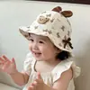 Gorro para Bebé, Sombrero de Pescador, Nuevo Estilo de Primavera, Sombrero de Cubo con Lazo Ajustable para el Sol, Sombrero de Protección Solar para Exteriores para Bebés Niñas, Verano