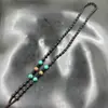 Colar de Corda com Pingente de Ágata Vermelha Ágata Listrada Jade Fio Longo para Suéter Corrente Pingente Cordão Pendurado de Jade Corrente