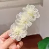 Nuevo Accesorio para el Cabello con Flor de Seda en la Parte Superior, Pasador Estilo Coreano para la Parte Trasera de la Cabeza, Accesorio para el Cabello con Pinza de Resorte, Pasador de Presión para el Cabello para Mujeres, Versión Coreana