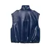 Para Comercio Exterior Europeo y Americano Transfronterizo Ropa de Mujer, Popular en Aliexpress, Estilo Otoño, Elegante Conjunto de Falda de Cuero Brillante Azul Marino