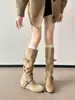 Botas Vaqueras Western Retro de Gamuza para Mujeres con Piernas Gruesas, Botas Martin, 2026 Verano Nuevas Botas Largas con Aumento Interno de Altura, Botas de Jinete