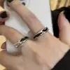 Anel de Liga, Anel Aberto para Casal com Esmalte Preto, Anel para Dedo Indicador de Design de Nicho de Verão Unisex de Alta Qualidade