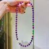 Collar de Cadena para Clavícula con Diseño de Amatista Natural de Alta Calidad de 6 mm