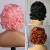 Amazon comercio exterior transfronterizo popular peluca europea y americana para mujer estilo frontal de encaje cabello corto rizado peluca cabello rizado de onda grande