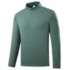 Camisa base masculina simples de cor sólida versátil para outono com zíper parcial e gola alta, manga longa, para ir ao trabalho e uso casual, camiseta de manga longa