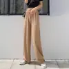 Pantalones de pierna ancha de seda helada para mujer, pierna recta, verano, finos, cintura alta, caída, ajustados, holgados, casuales, pantalones para mujer de comercio exterior