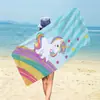Toalha de Praia Listrada com Estampa de Sereia Fresca de Microfibra para Piscina e Praia