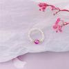 Perla Natural de Agua Dulce Piedra Luna Exquisito Anillo Apilable Retro Lujo Ligero Anillo Elegante para Mujer Cristal Fresa Flor de Durazno