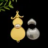 Yingyi Joias DIY Base de Pingente de Cabaça em Brocado Song com Tampa Estilo Chinês Fortuna e Prosperidade Conjunto de Materiais para Corrente de Suéter com Pérolas