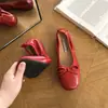 Bailarinas de estilo francés con lazo suave, punta cuadrada para mujer 2026, suela blanda, fruncidas, escote bajo, zapatos planos versátiles tipo abuela